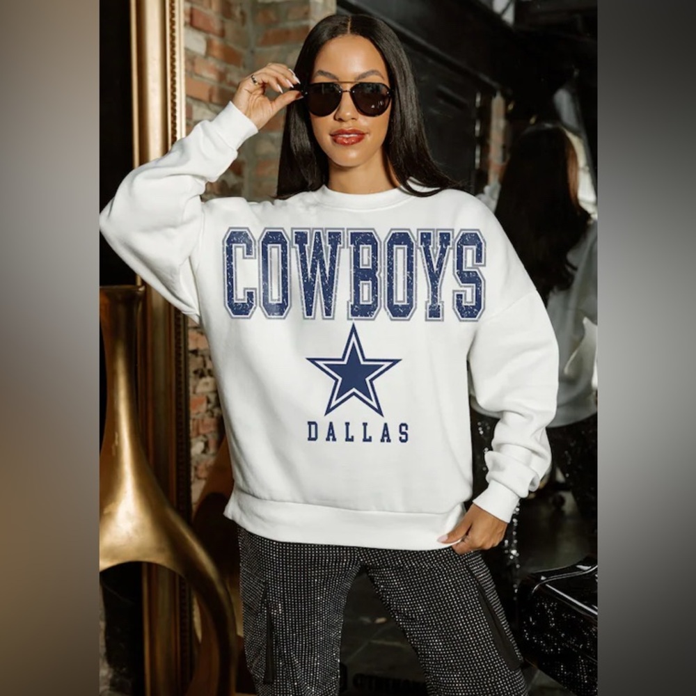 Gameday Couture White Dallas Cowboys Oversized Pullover Sweatshirt Size L/ NWOT